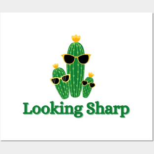 Looking Sharp - Cactus with Yellow Flowers and Sunglasses Posters and Art